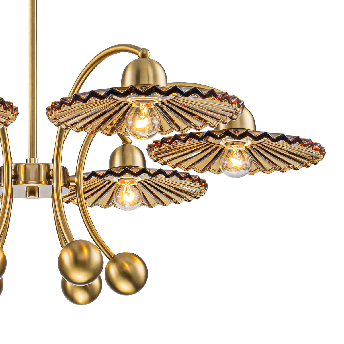 6-Light Modern Gold Branch Chandelier with Tea-Colored Glass Shades - product image 10 | Zenvolit