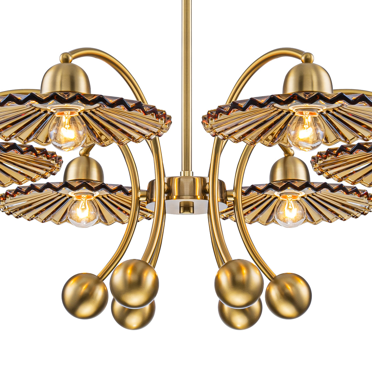 6-Light Modern Gold Branch Chandelier with Tea-Colored Glass Shades - product image 11 | Zenvolit