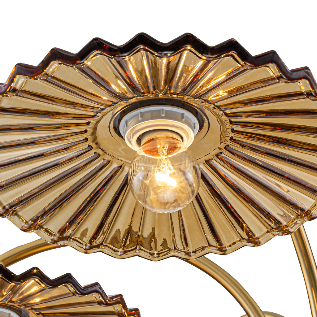 6-Light Modern Gold Branch Chandelier with Tea-Colored Glass Shades - product image 12 | Zenvolit