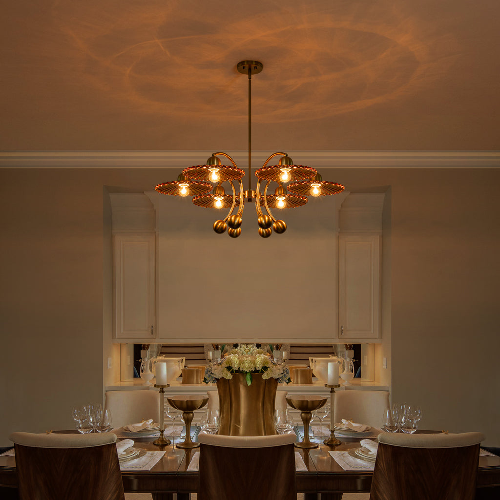 6-Light Modern Gold Branch Chandelier with Tea-Colored Glass Shades - product image 13 | Zenvolit