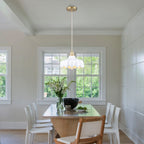 Modern Brushed Gold Pendant Light with Ceramic Flower Shade Fixture - product image 2 | Zenvolit