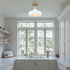 Modern Brushed Gold Pendant Light with Ceramic Flower Shade Fixture - product image 5 | Zenvolit