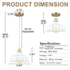 Modern Brushed Gold Pendant Light with Ceramic Flower Shade Fixture - product image 7 | Zenvolit