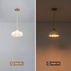 Modern Brushed Gold Pendant Light with Ceramic Flower Shade Fixture - product image 8 | Zenvolit