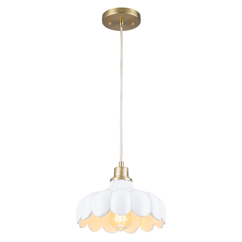 Modern Brushed Gold Pendant Light with Ceramic Flower Shade Fixture - product image 9 | Zenvolit