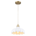 Modern Brushed Gold Pendant Light with Ceramic Flower Shade Fixture - product image 9 | Zenvolit