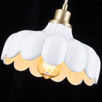 Modern Brushed Gold Pendant Light with Ceramic Flower Shade Fixture - product image 10 | Zenvolit