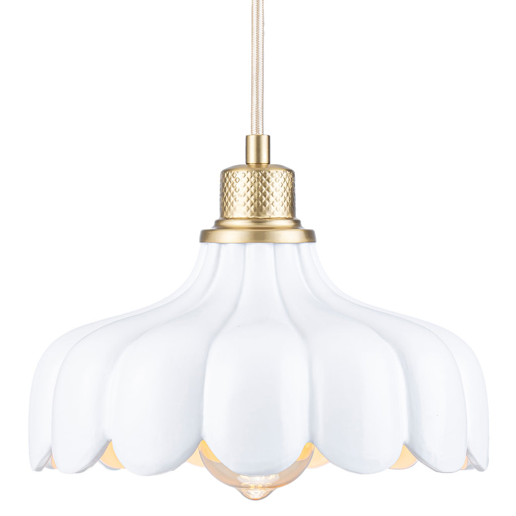 Modern Brushed Gold Pendant Light with Ceramic Flower Shade Fixture - product image 12 | Zenvolit