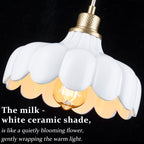 Modern Brushed Gold Pendant Light with Ceramic Flower Shade Fixture - product image 15 | Zenvolit