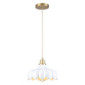 Modern Brushed Gold Pendant Light with Ceramic Flower Shade Fixture - product image 16 | Zenvolit