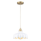 Modern Brushed Gold Pendant Light with Ceramic Flower Shade Fixture - product image 16 | Zenvolit