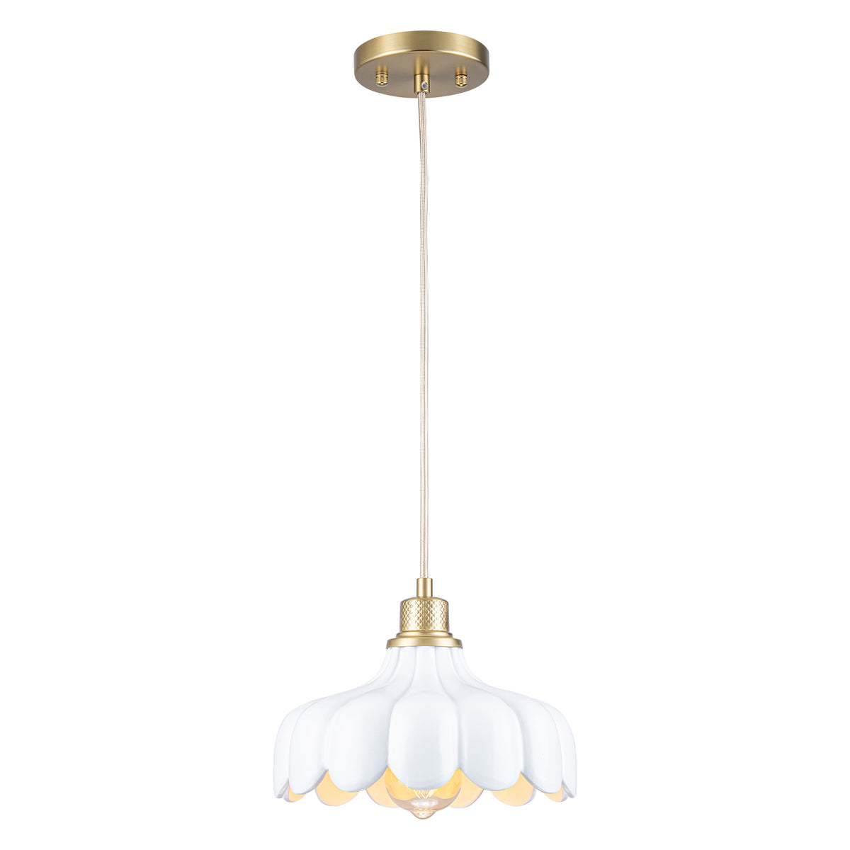 Modern Brushed Gold Pendant Light with Ceramic Flower Shade Fixture - product image 16 | Zenvolit