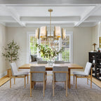 6-Light Modern Brushed Gold Chandelier White Crackle Glass Shades - product image 2 | Zenvolit