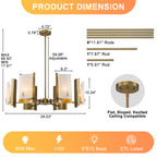 6-Light Modern Brushed Gold Chandelier White Crackle Glass Shades - product image 7 | Zenvolit