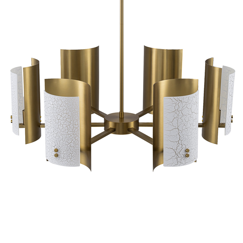6-Light Modern Brushed Gold Chandelier White Crackle Glass Shades - product image 11 | Zenvolit