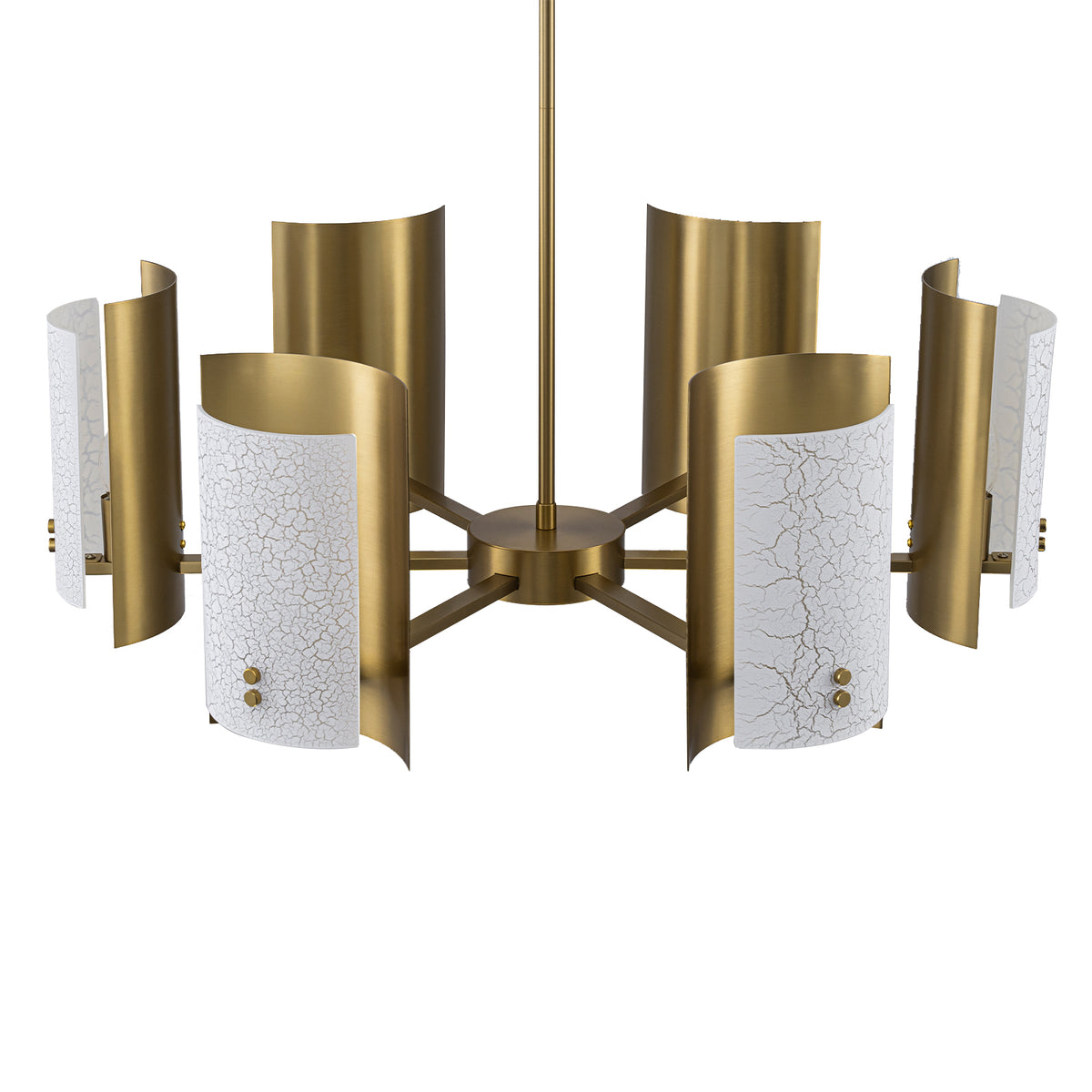 6-Light Modern Brushed Gold Chandelier White Crackle Glass Shades - product image 11 | Zenvolit