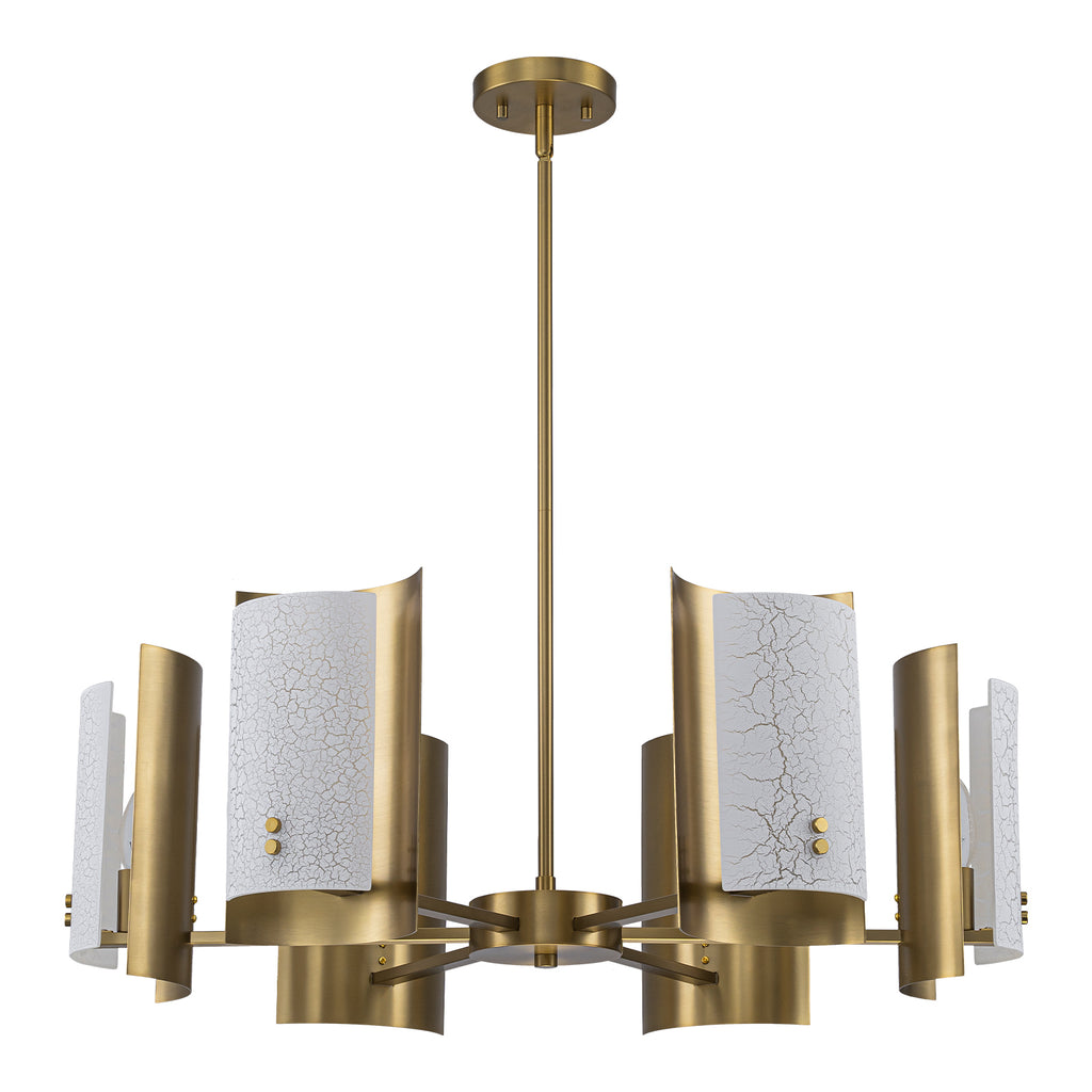 6-Light Modern Brushed Gold Chandelier White Crackle Glass Shades - product image 12 | Zenvolit