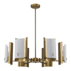 6-Light Modern Brushed Gold Chandelier White Crackle Glass Shades - product image 12 | Zenvolit