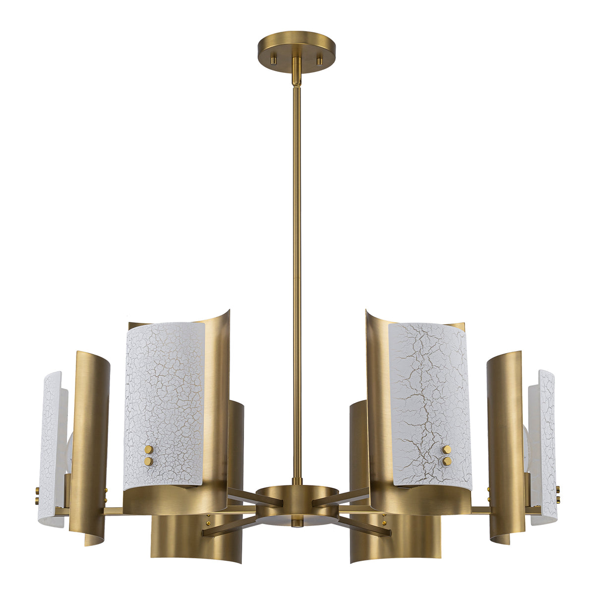 6-Light Modern Brushed Gold Chandelier White Crackle Glass Shades - product image 12 | Zenvolit