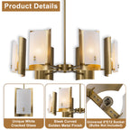 6-Light Modern Brushed Gold Chandelier White Crackle Glass Shades - product image 14 | Zenvolit
