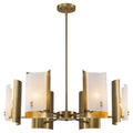 6-Light Modern Brushed Gold Chandelier White Crackle Glass Shades - product image 15 | Zenvolit