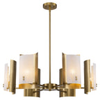 6-Light Modern Brushed Gold Chandelier White Crackle Glass Shades - product image 15 | Zenvolit