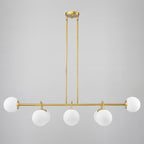 8-Light Linear Globe Chandelier Milk Glass Shades Modern Dining Room