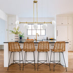 8-Light Linear Globe Chandelier Milk Glass Shades Modern Dining Room