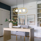 3-Light Linear Kitchen Island Pendant Frosted Milky White Glass Globes - product image 5 | Zenvolit