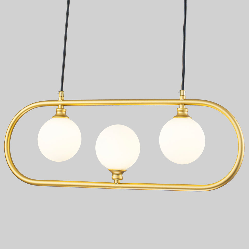 3-Light Linear Kitchen Island Pendant Frosted Milky White Glass Globes - product image 9 | Zenvolit