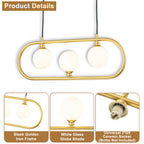 3-Light Linear Kitchen Island Pendant Frosted Milky White Glass Globes - product image 12 | Zenvolit