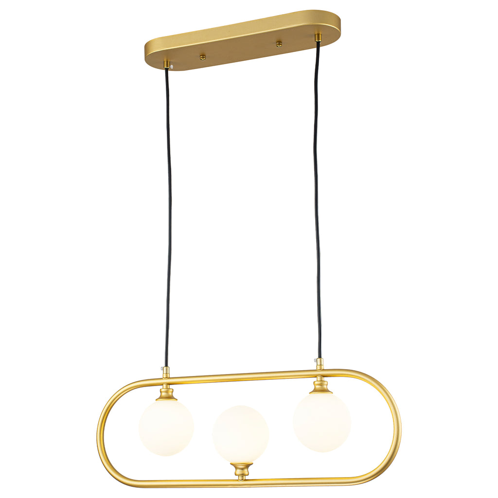 3-Light Linear Kitchen Island Pendant Frosted Milky White Glass Globes - product image 13 | Zenvolit