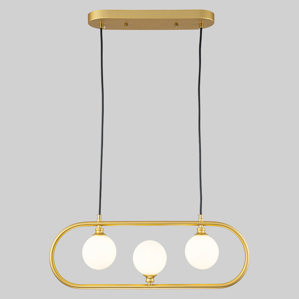 3-Light Linear Kitchen Island Pendant Frosted Milky White Glass Globes - product image 14 | Zenvolit
