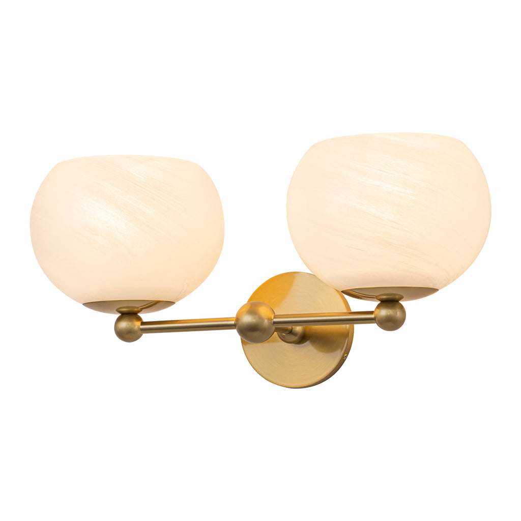 2-Light Gold Double-Globe Wall Sconce Cloud-Pattern Glass Shades - product image 2 | Zenvolit