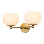 2-Light Gold Double-Globe Wall Sconce Cloud-Pattern Glass Shades - product image 2 | Zenvolit