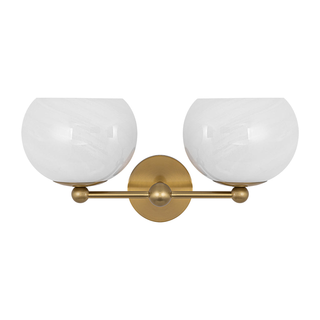 2-Light Gold Double-Globe Wall Sconce Cloud-Pattern Glass Shades - product image 3 | Zenvolit