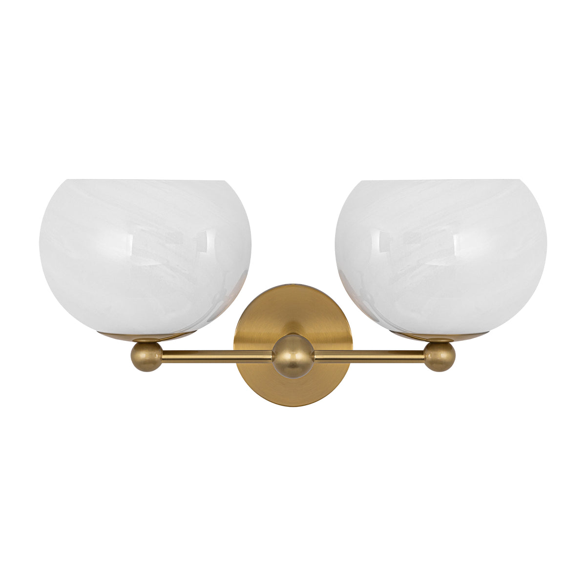 2-Light Gold Double-Globe Wall Sconce Cloud-Pattern Glass Shades - product image 3 | Zenvolit
