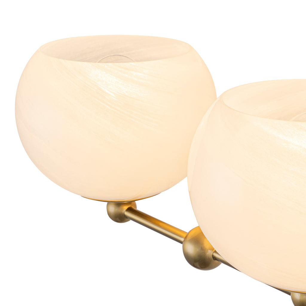 2-Light Gold Double-Globe Wall Sconce Cloud-Pattern Glass Shades - product image 6 | Zenvolit