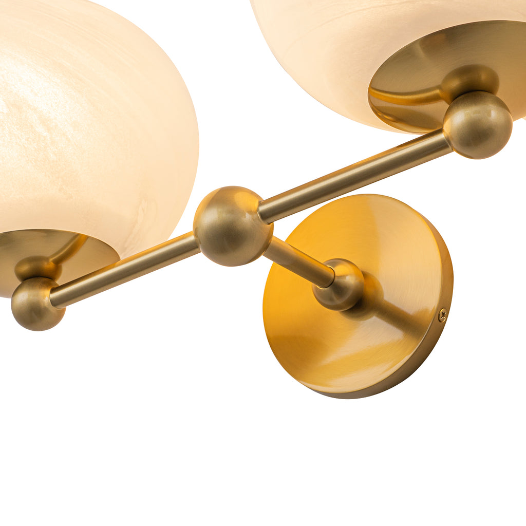 2-Light Gold Double-Globe Wall Sconce Cloud-Pattern Glass Shades - product image 7 | Zenvolit