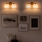 2-Light Gold Double-Globe Wall Sconce Cloud-Pattern Glass Shades - product image 8 | Zenvolit