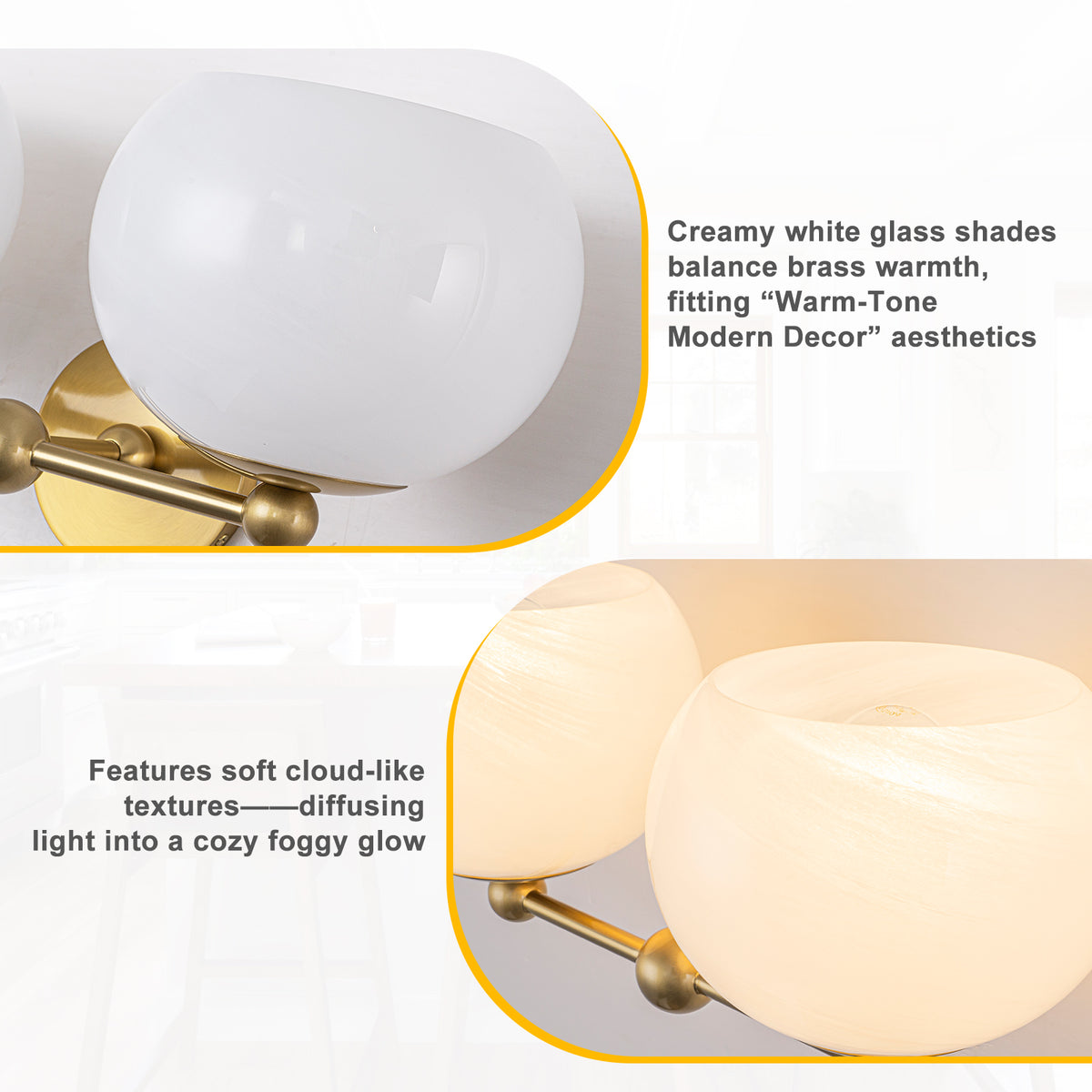 2-Light Gold Double-Globe Wall Sconce Cloud-Pattern Glass Shades - product image 17 | Zenvolit