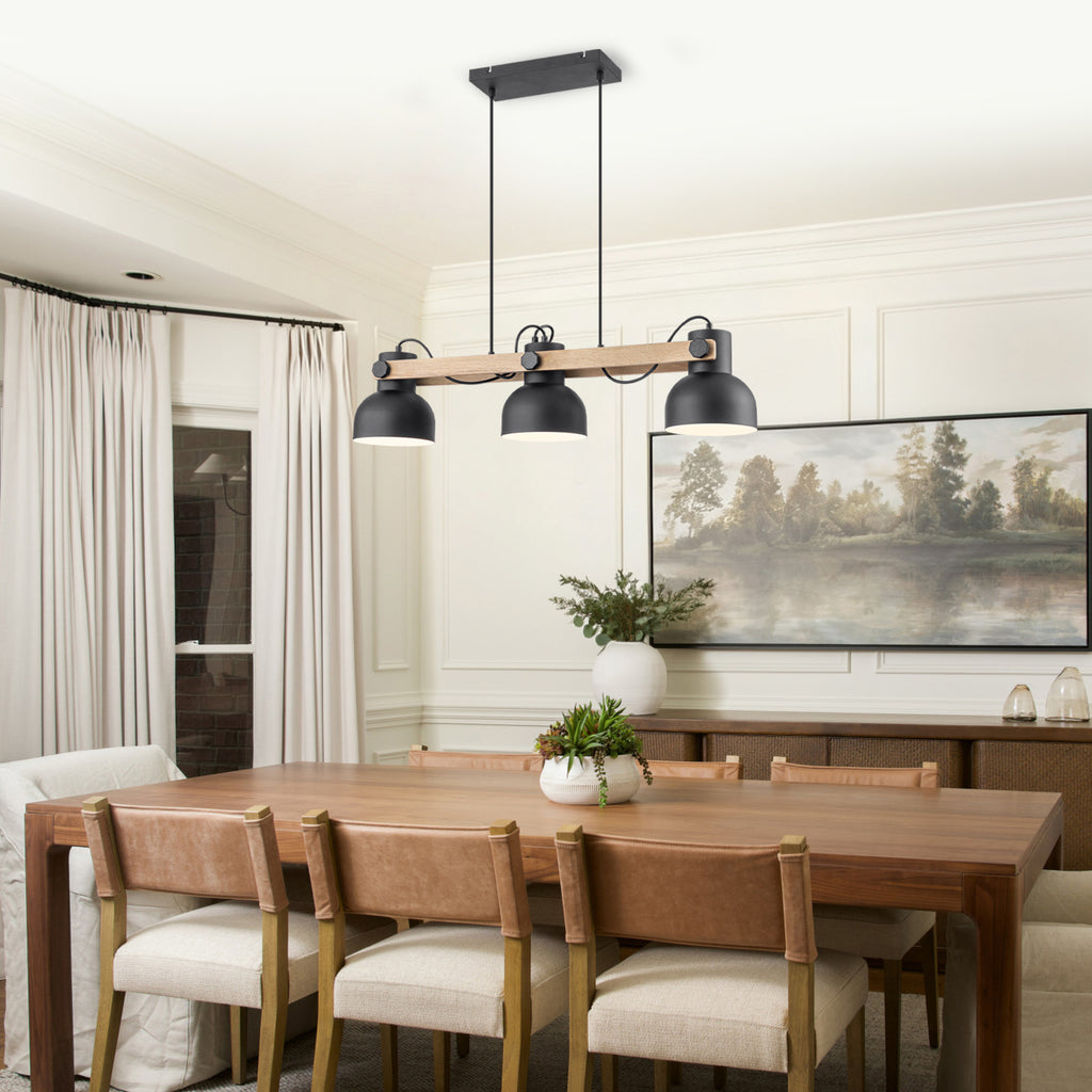 3-Light Industrial Linear Kitchen Island Pendant Light Dome Shades - product image 3 | Zenvolit