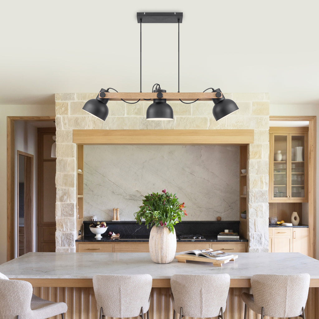 3-Light Industrial Linear Kitchen Island Pendant Light Dome Shades - product image 4 | Zenvolit
