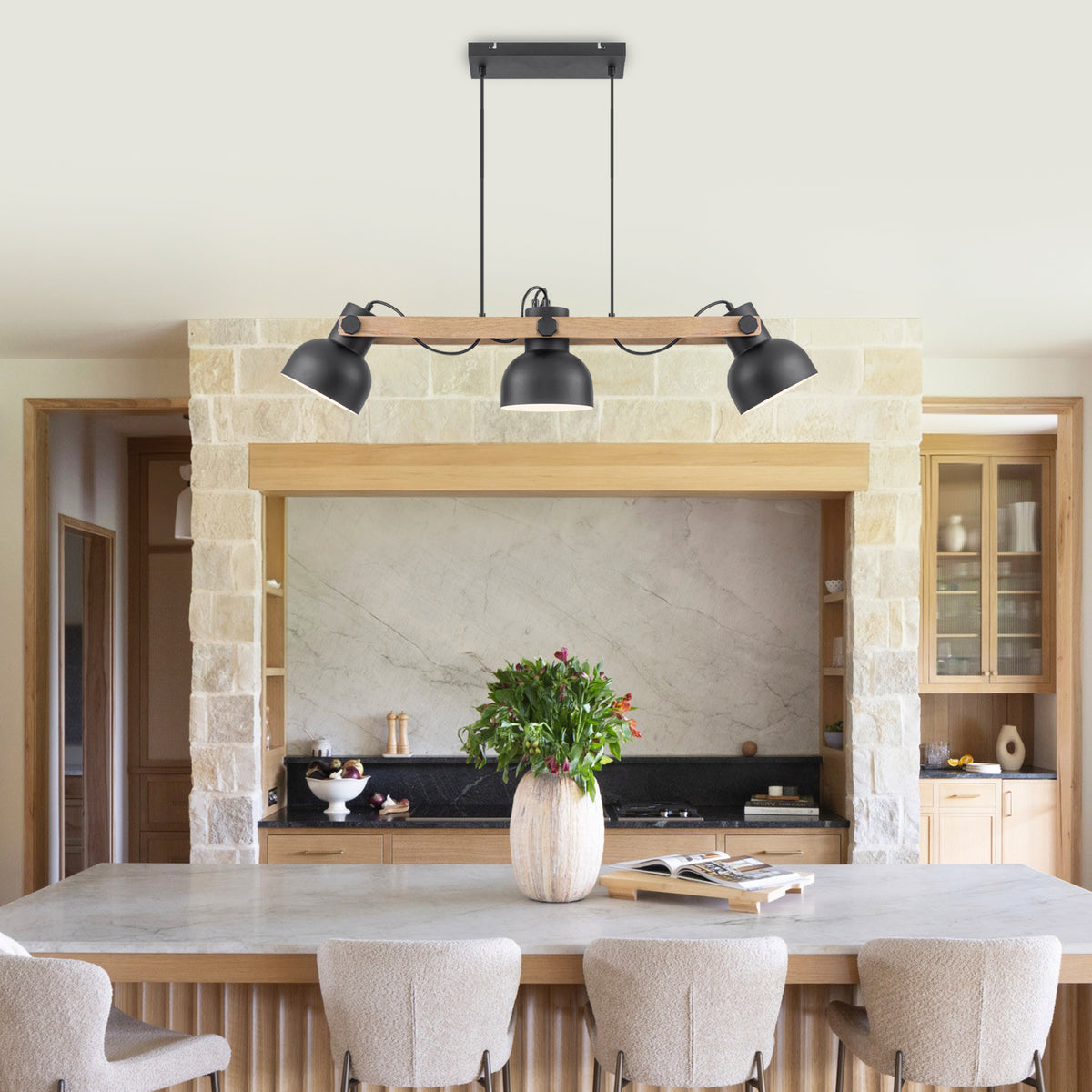 3-Light Industrial Linear Kitchen Island Pendant Light Dome Shades - product image 4 | Zenvolit