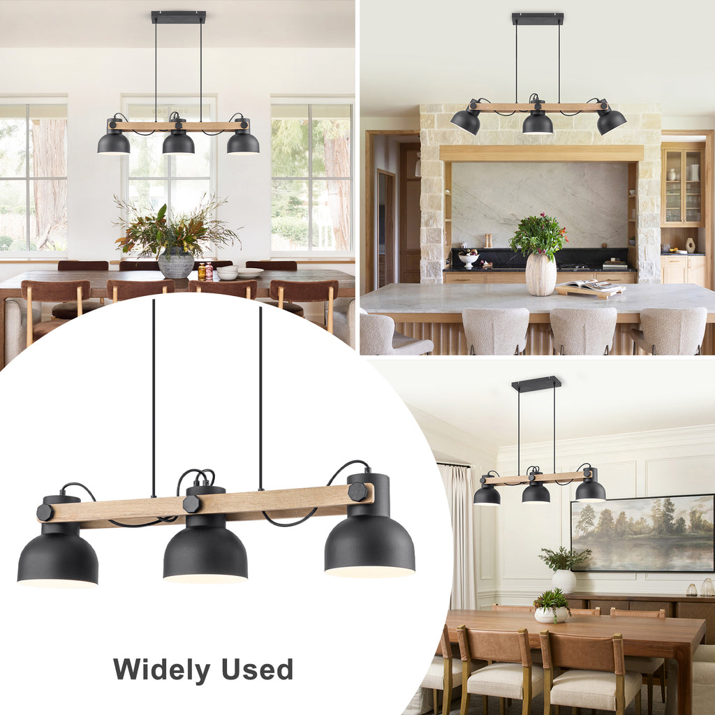 3-Light Industrial Linear Kitchen Island Pendant Light Dome Shades - product image 5 | Zenvolit
