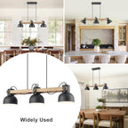 3-Light Industrial Linear Kitchen Island Pendant Light Dome Shades - product image 5 | Zenvolit