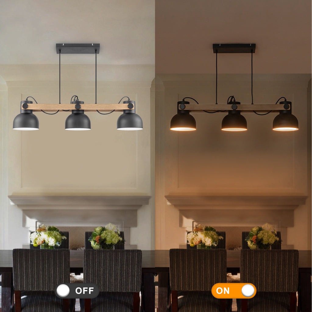 3-Light Industrial Linear Kitchen Island Pendant Light Dome Shades - product image 7 | Zenvolit