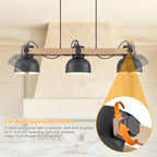 3-Light Industrial Linear Kitchen Island Pendant Light Dome Shades - product image 9 | Zenvolit