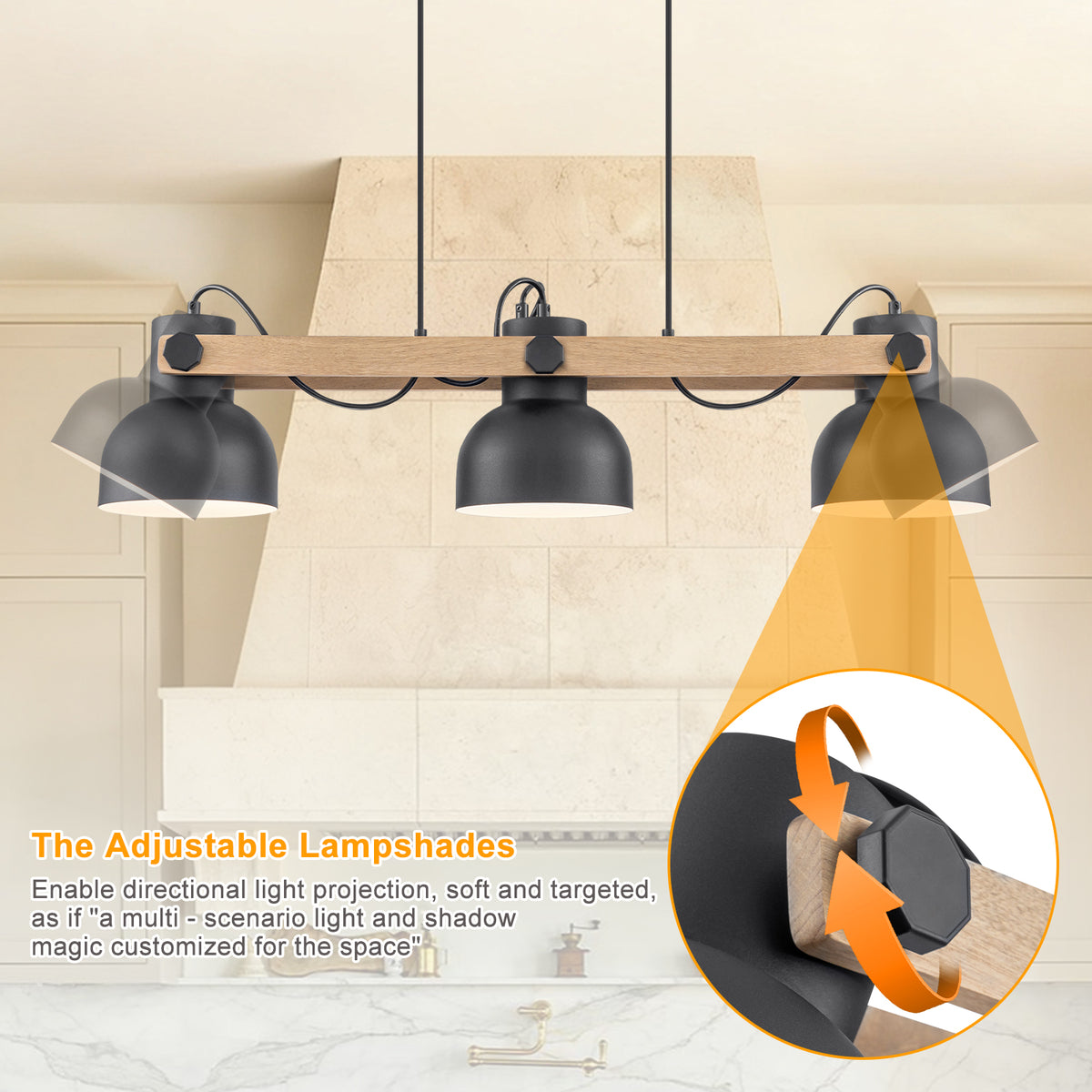3-Light Industrial Linear Kitchen Island Pendant Light Dome Shades - product image 9 | Zenvolit