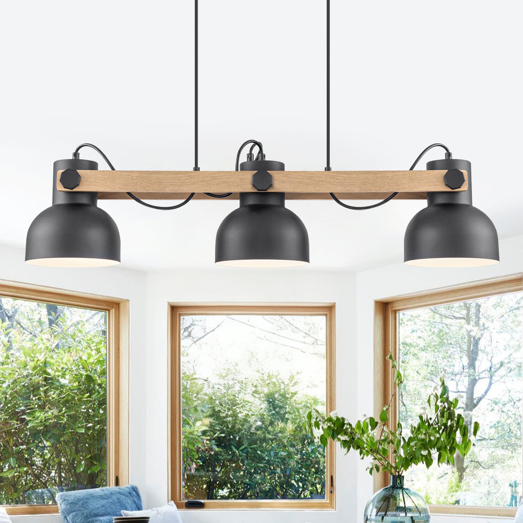 3-Light Industrial Linear Kitchen Island Pendant Light Dome Shades - product image 11 | Zenvolit